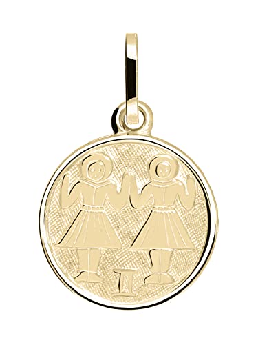 My Gold Damen Kinder Anhänger Sternzeichen ZWILLINGE Gold 333 (Ohne Kette) Gelbgold (8 Karat) Ø 12mm Rund Tierkreiszeichen Zodiac round A-06017-G303-Zwi von My Gold