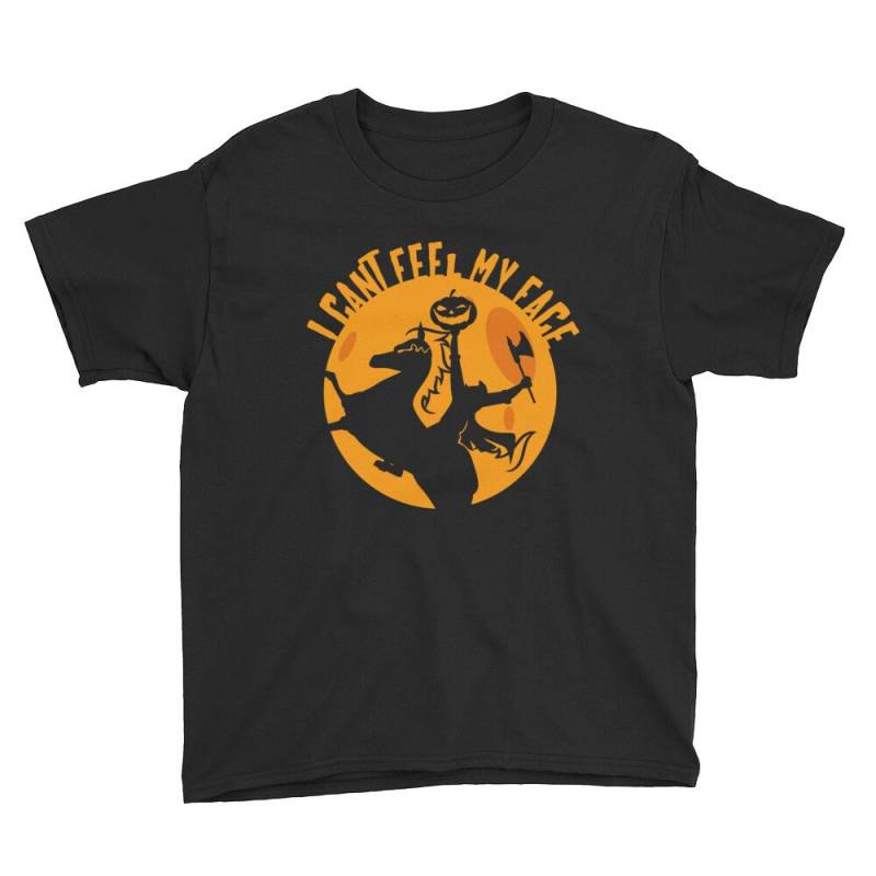 Kann Mein Gesicht Nicht Fühlen Headless Horseman Jugend Kurzarm Shirt von MyGreatTees