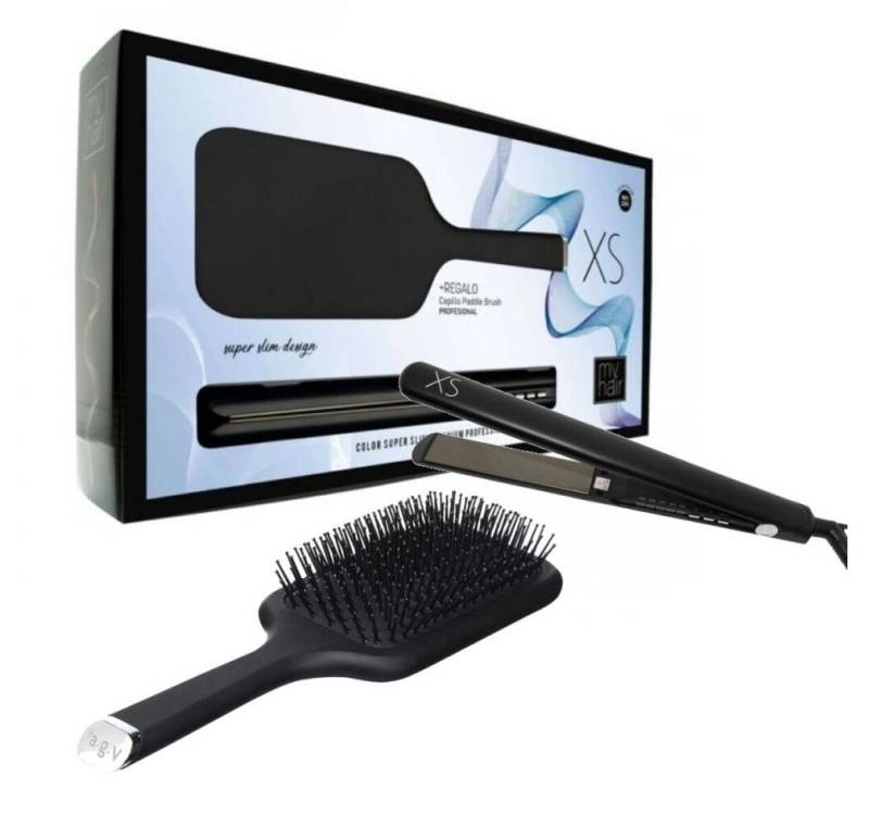 MyHair Haarbürste Set XS Glätteisen Matt Schwarz + Schwarze Paddelbürste MyHair Haarbürste Set XS Glätteisen Matt Schwarz + Schwarze Paddelbürste von MyHair