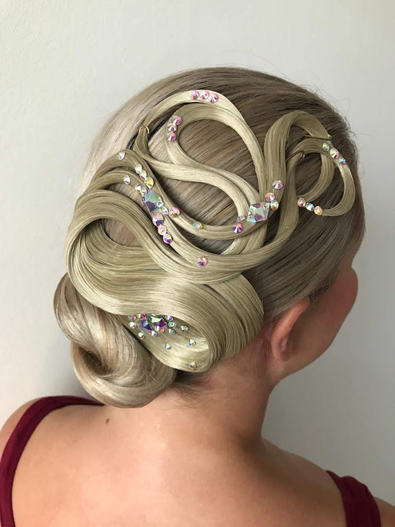 Haarteil Standardschmuck Latein Tanz Haar Kleid Accessoire Strass Tanzen Kostüm Wettbewerb Frisur von MyHairpieceByLenka