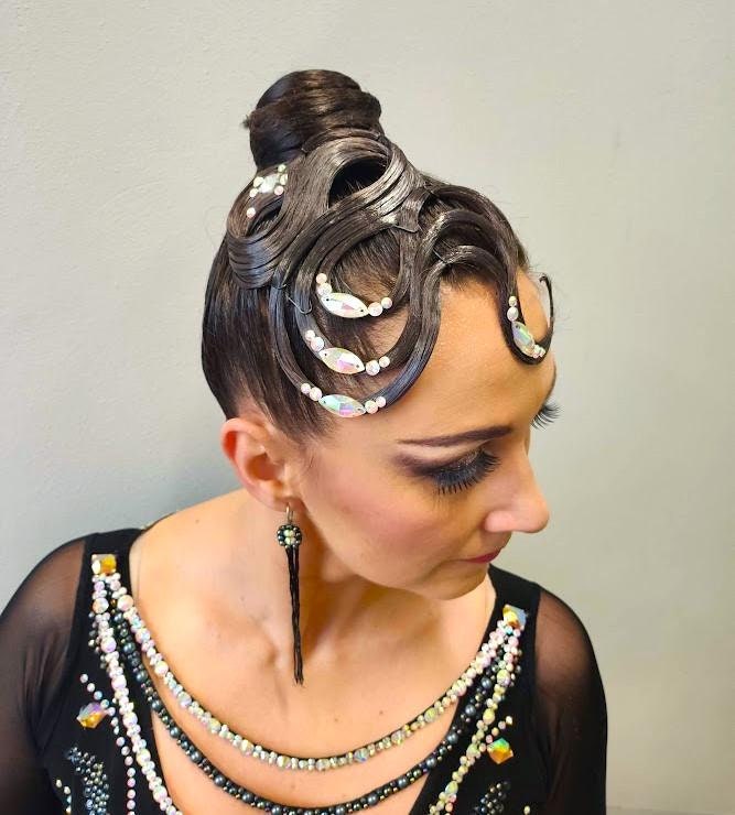 Haarteil Standardschmuck Latein Tanz Haar Kleid Accessoire Strass Tanzen Kostüm Wettbewerb Frisur von MyHairpieceByLenka
