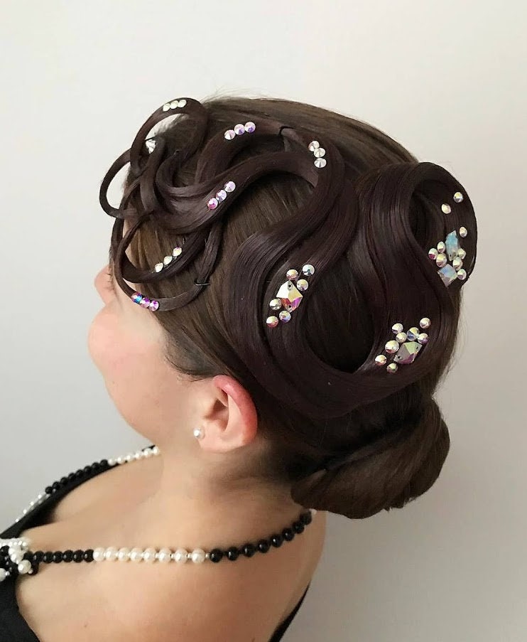 Haarteil Standardschmuck Latein Tanz Haar Kleid Accessoire Strass Tanzen Kostüm Wettbewerb Frisur von MyHairpieceByLenka