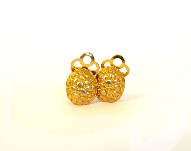 Vintage Gold Ohrclips Kleine Runde Schildkrötenpanzer von MyHappyFinds