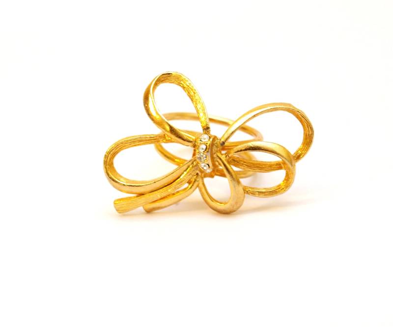 Vintage Gold Schleife Ring Mit Strass - Größe 10 Vintage Gold Schleife Ring Mit Strass - Größe 10 von MyHappyFinds
