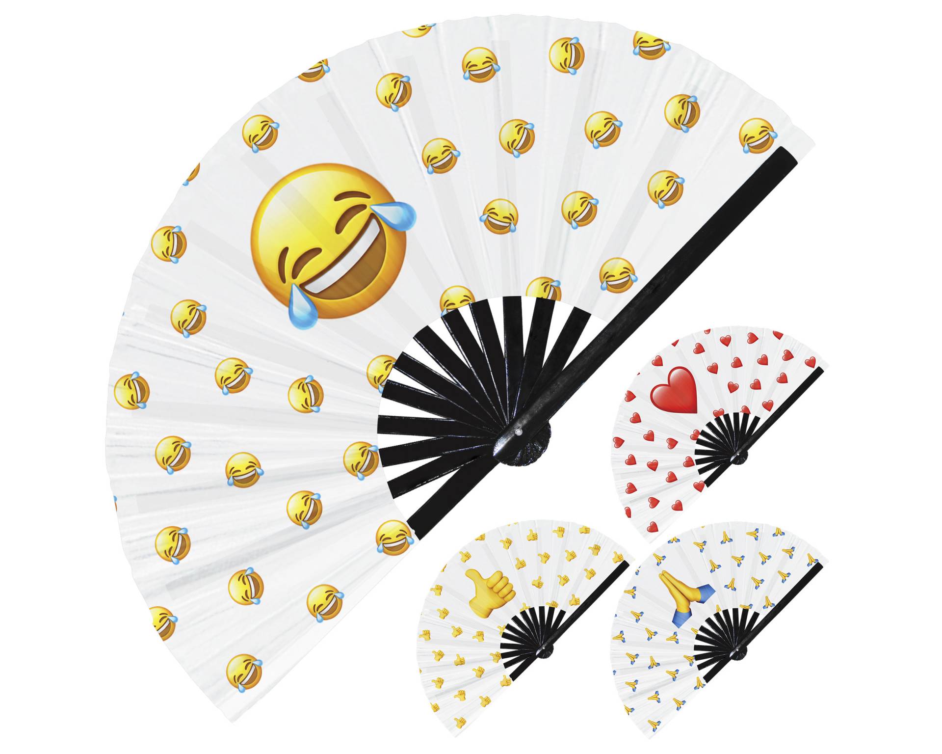 Emoji Hand Fächer Uv Glow Faltbarer Bambus Emoticon Smiley Herz Wie Schrei Liebe High Five in Love Rofl Lol Aufkleber Icons Handheld Fans von MyHypnotiq