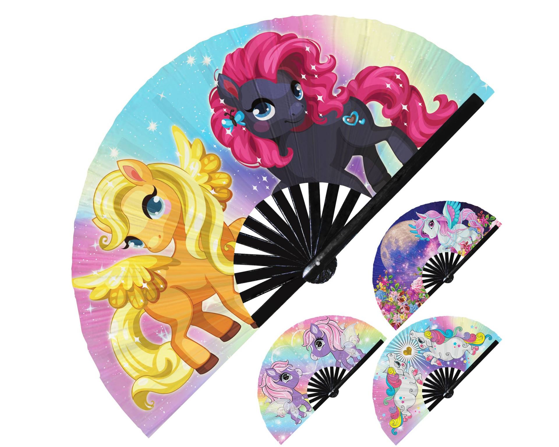 Pony Hand Fächer - Kleines Ponys Real Littles Dekorationen Niedliches Spielzeug Für Mädchen Fan Uv Glow Faltbarer Handfan von MyHypnotiq