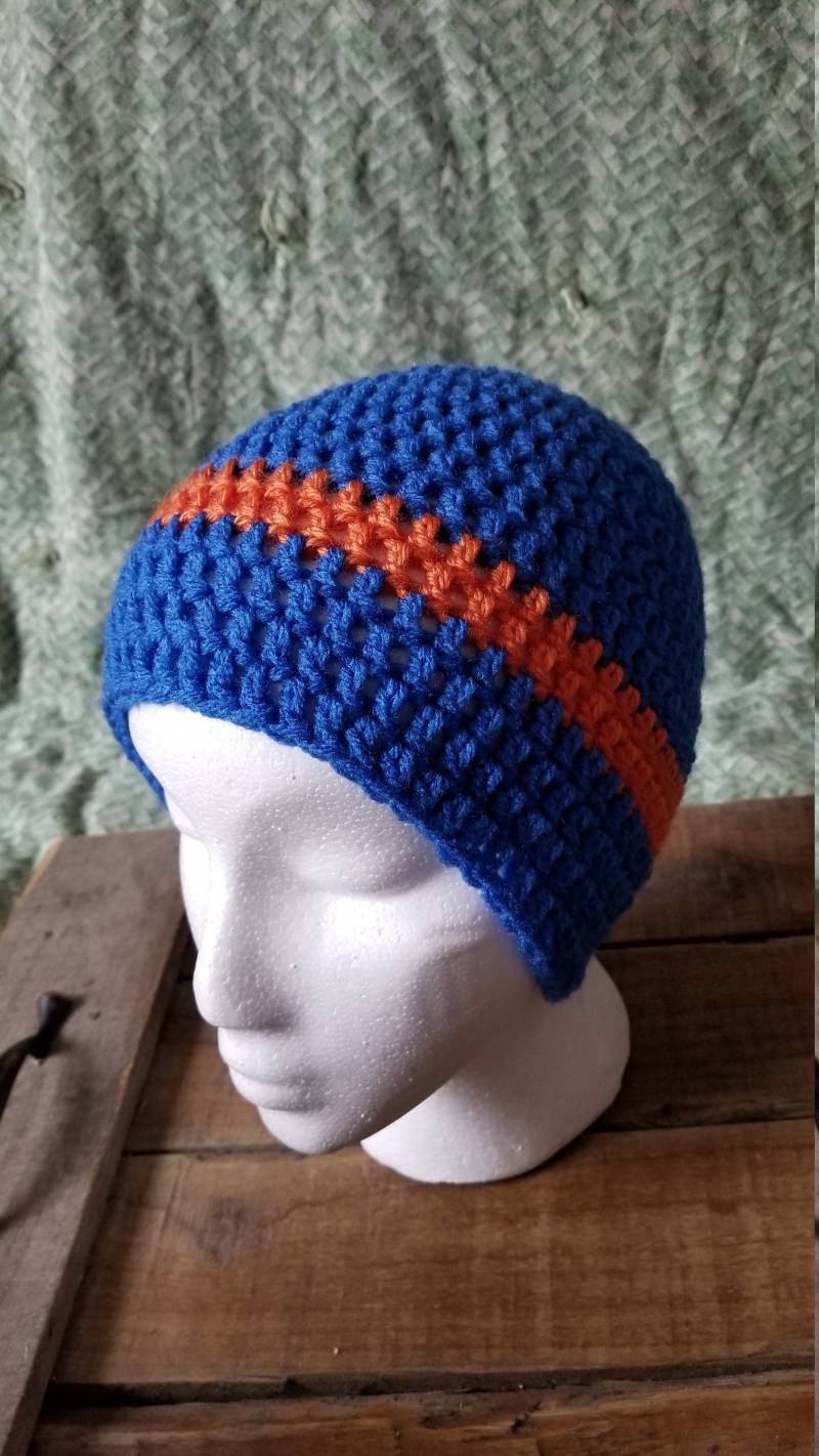 Teenager/Erwachsene Häkeln Blau Orange Mütze Teenager/Erwachsene Häkeln Blau Orange Mütze von MyJeuneMarie