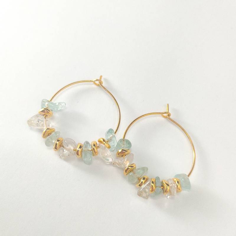 Kleine Creolen Perlen Ohrringe, Aquamarin Ohrringe Schmuck. Sommerliche Einzigartige Geschenkideen Für Sie von MyJewelKat