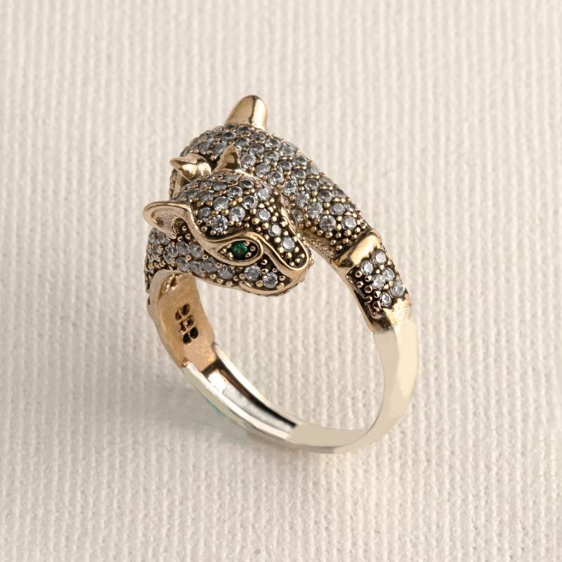 Panther Ring | Weißer Kubikzirkonia Sterlingsilber Tier Statementring Einstellbar Frauen Geschenk von MyJewelist