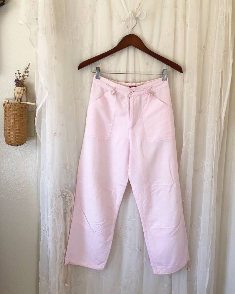 Millenial Pink Leinen Cargo Hose von MyKindsYourKind
