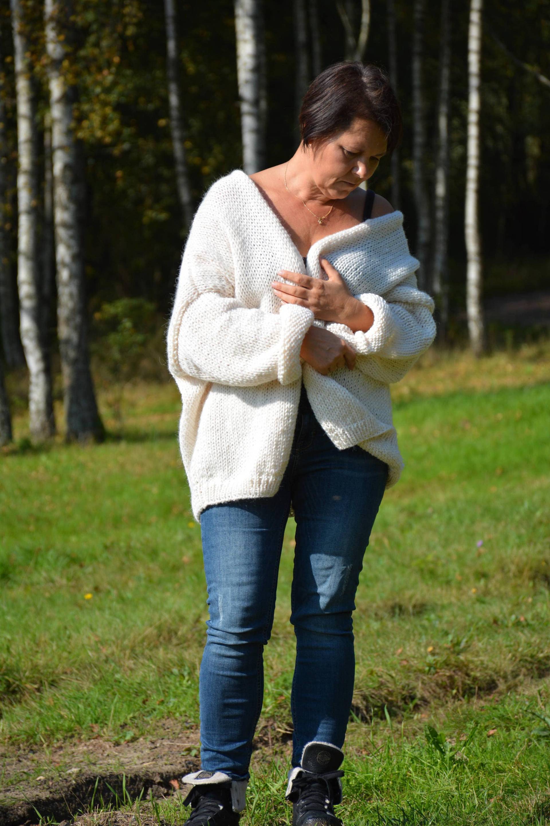 Chunky Cardigan, Oversized Hand Gestrickte Strickjacke, Pullover, Open Style Jacke, Pullover Damen Gemütlich von MyKnitCroch