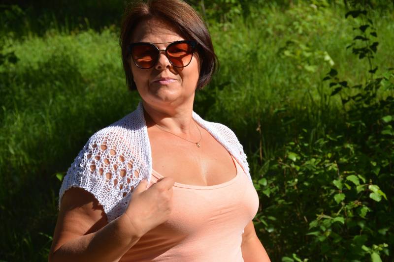 Dziane Wzruszając Ramionami Bolero Lato Koronka Różowa Bawelna von MyKnitCroch