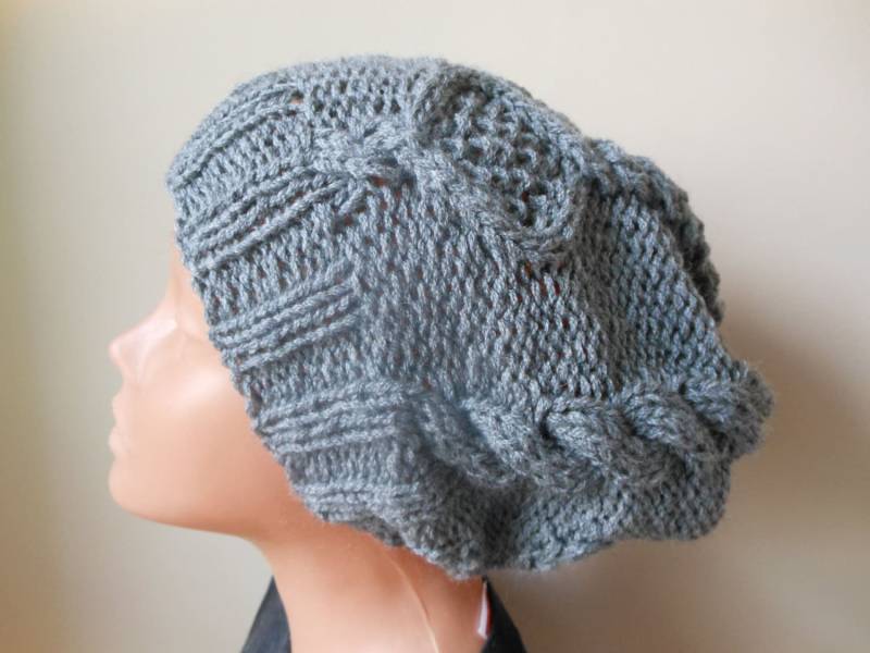 Handgestrickte Mütze Hut Acryl Grau von MyKnitCroch