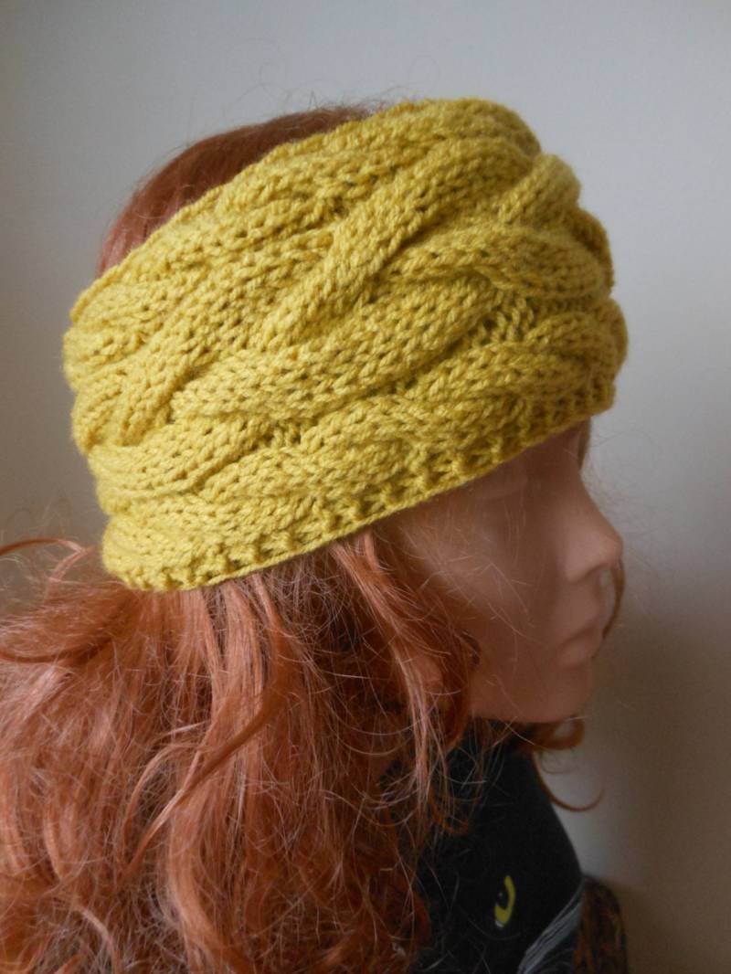 Kabel D?oni Dzianiny Ucha Paåk Cieplej Head Musztarda Żóåty von MyKnitCroch