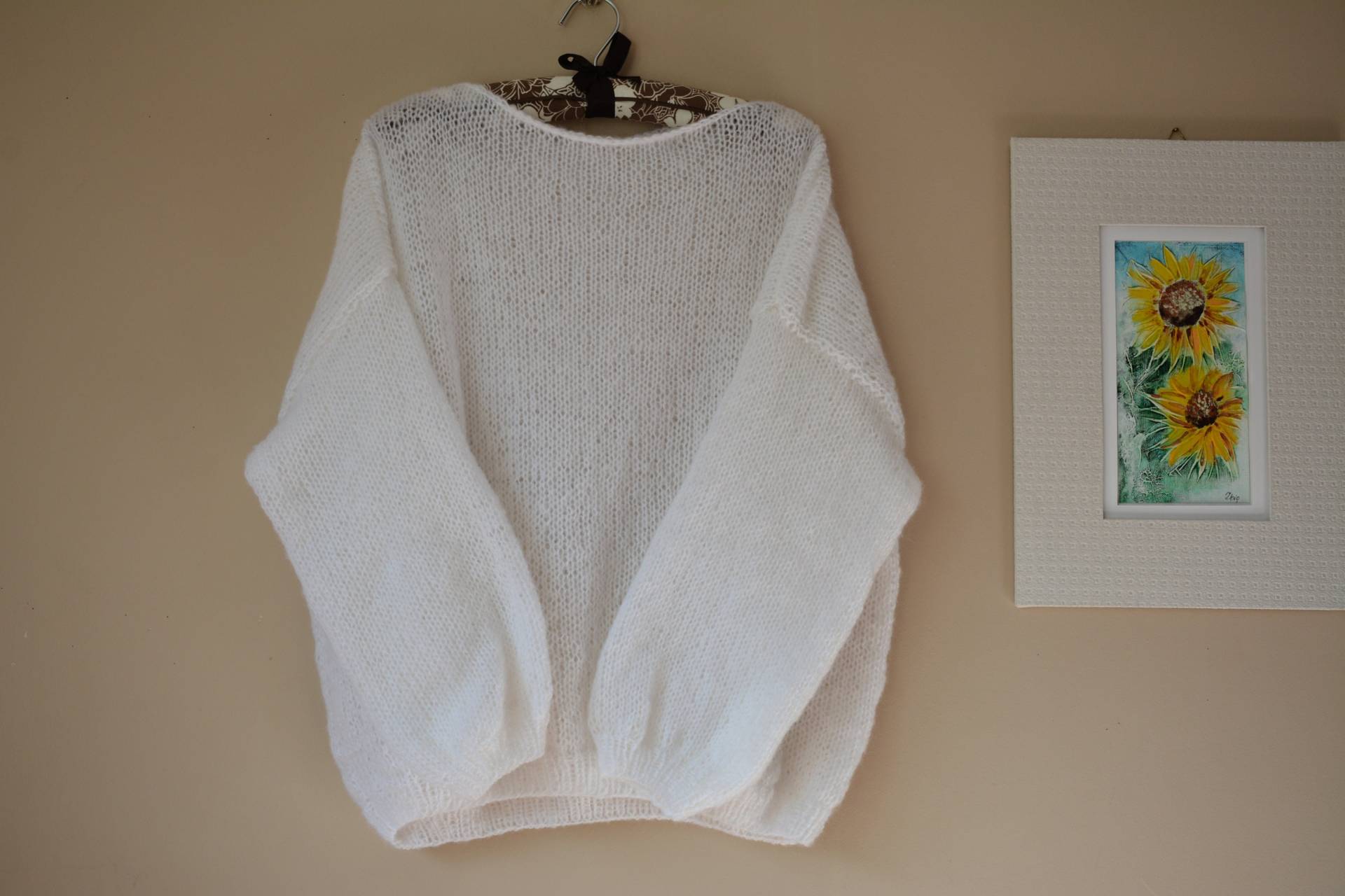 Oversized Plus Size Hand Strickpullover Tunika Lose Strick Damenpullover Weiß Oversized Plus Size Hand Strickpullover Tunika Lose Strick Damenpullover Weiß von MyKnitCroch