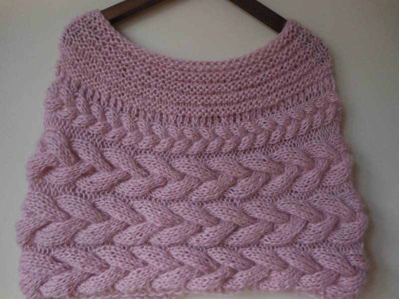 Szal Z Dzianiny Kablowej, Peleryna, Ślubny Szal, Ponczo, Ocieplacz Na Szyję, Różowy Wybierz Kolor von MyKnitCroch