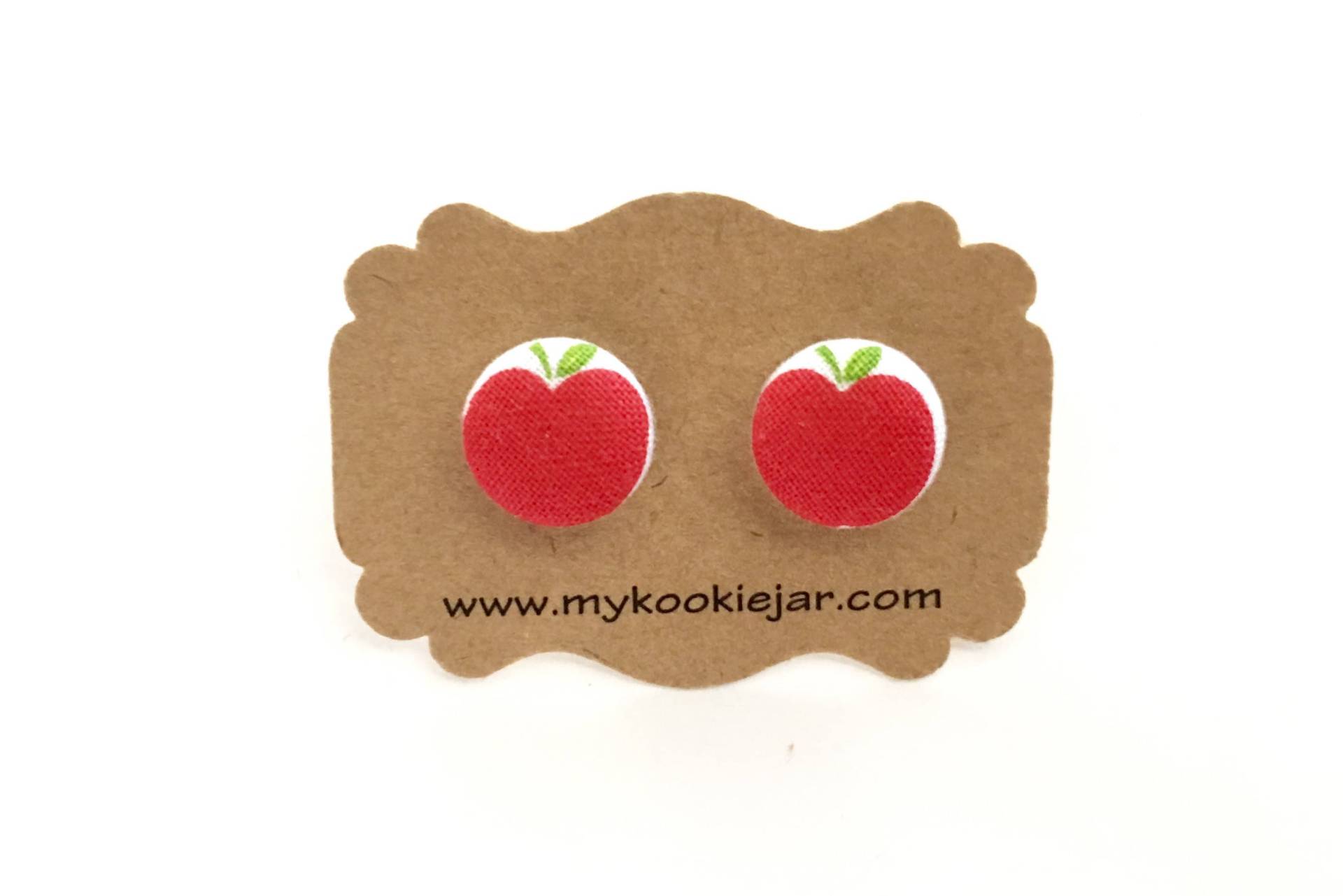 Apfel Ohrringe, Roter Ohrstecker, Lehrer Wertschätzung Geschenk, Obst Ohrringe Titan Liebe Schule, Leichtgewicht von MyKookieJar