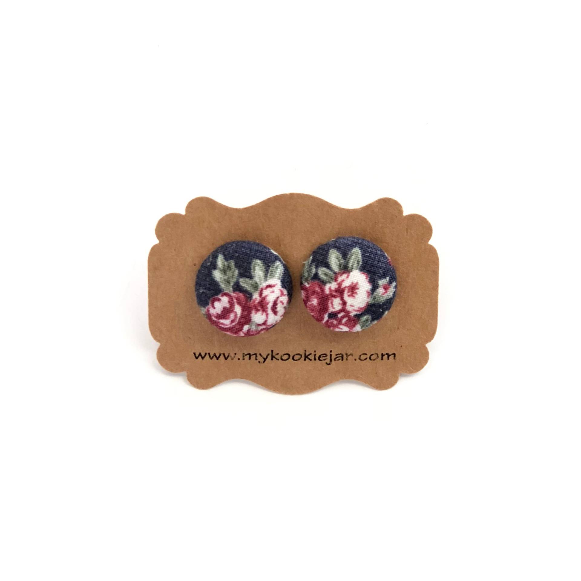 Blau Rosa Blumen Boho Ohrringe, Ohrstecker, Schmuck, Ohrringe Mit Stoff Bezogen, Nickelfreie Handgemachte Geschenkidee von MyKookieJar