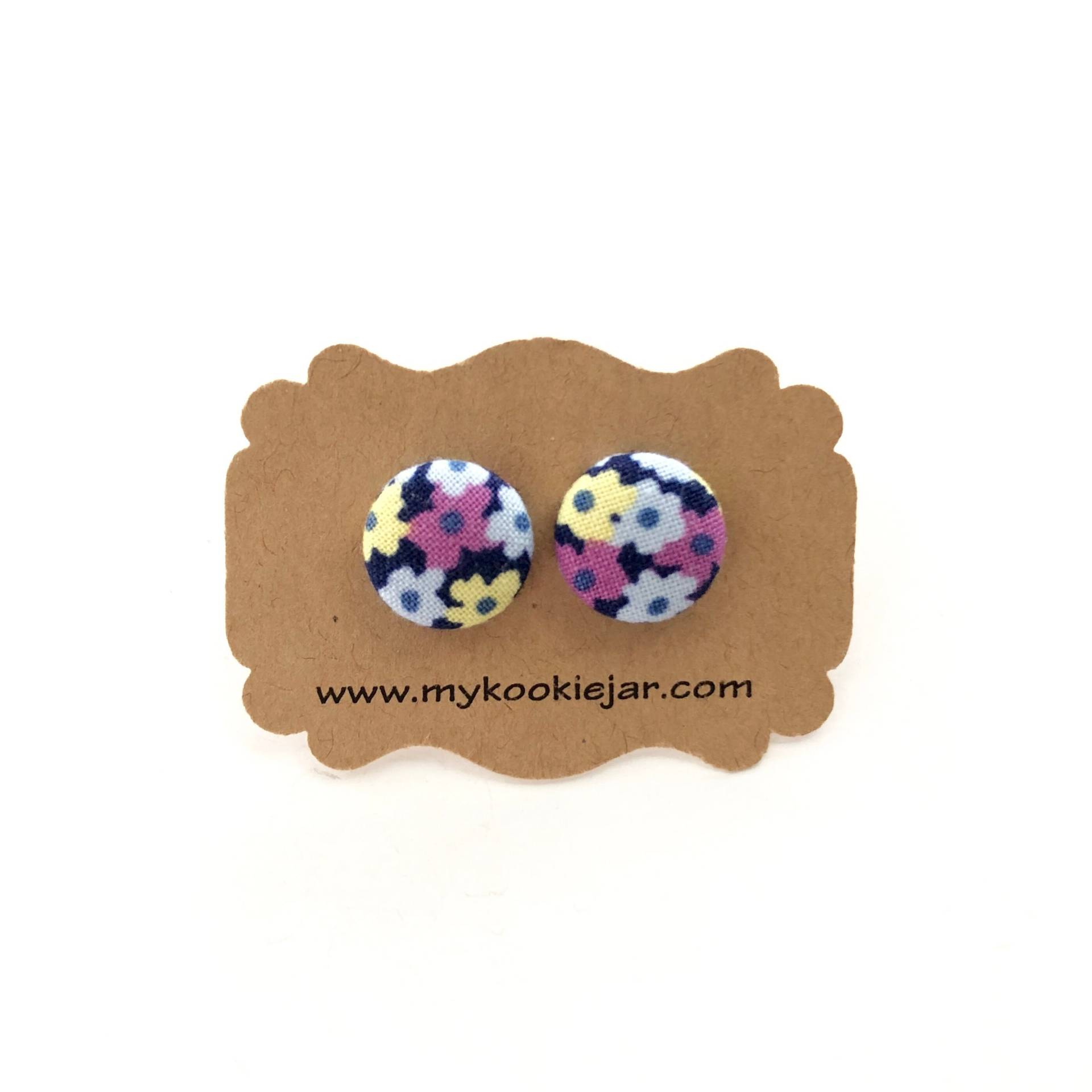 Gelb Blau Lila Blumen Ohrringe, Frühlingsblumen Ohrstecker, Titan Nickel-Frei, Blumenmädchen Pastell Blumen, Florale Ohrringe von MyKookieJar