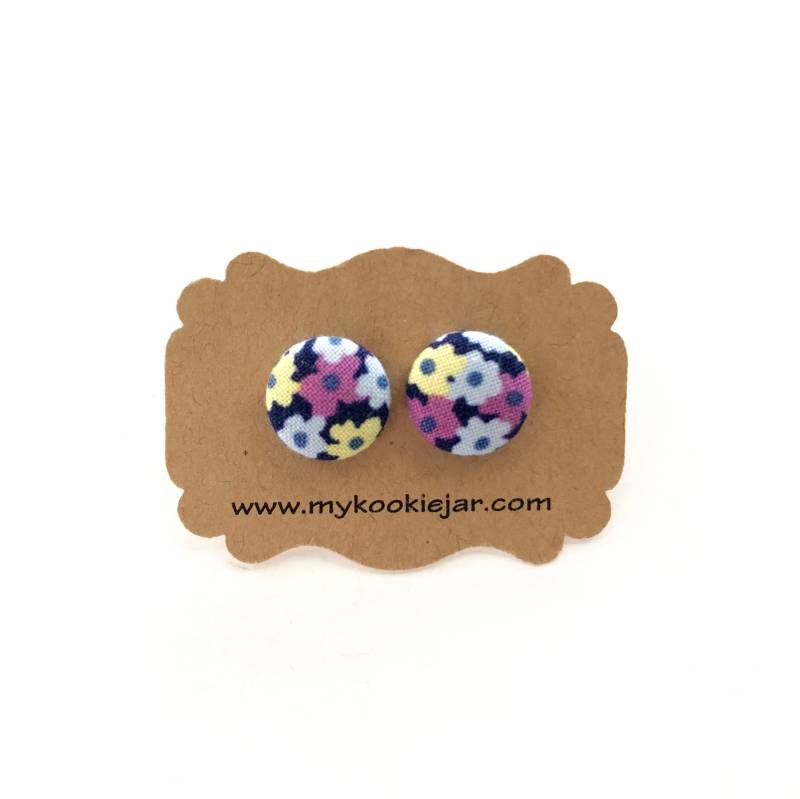 Gelb Blau Lila Blumen Ohrringe, Frühlingsblumen Ohrstecker, Titan Nickel-Frei, Blumenmädchen Pastell Blumen, Florale Ohrringe von MyKookieJar