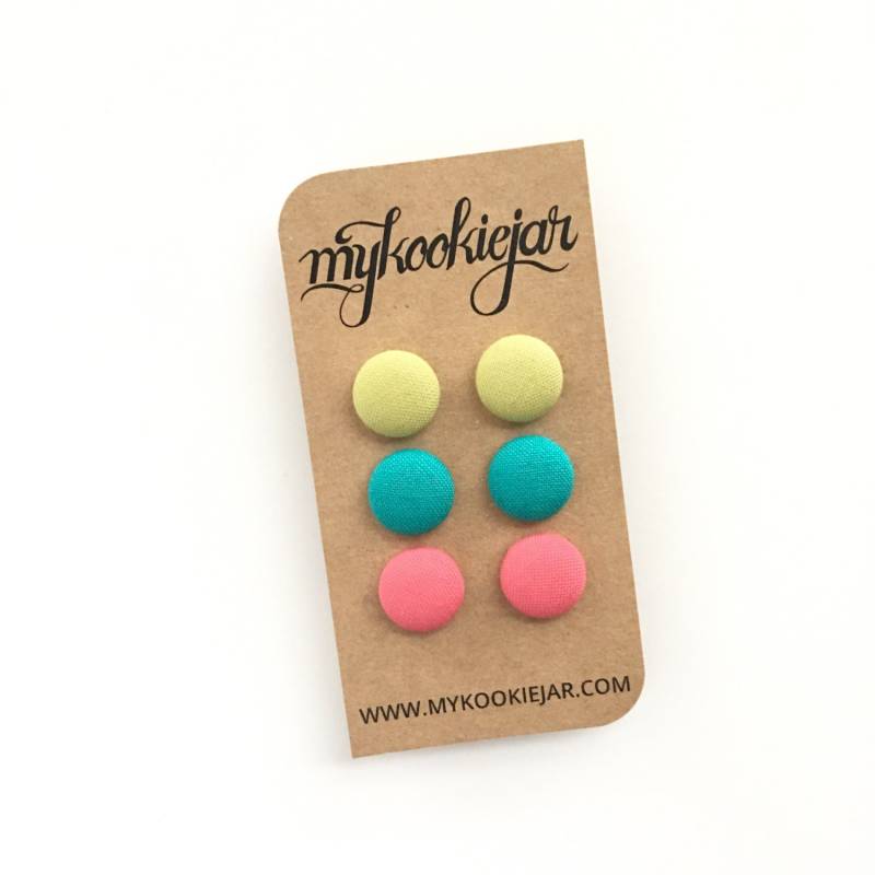 Knopf Ohrringe, Grüne Türkis Rosa Statement Ohrstecker, Mädchen Handgemacht, Kleine Ohrstecker Knopf Ohrringe, Grüne Türkis Rosa Statement Ohrstecker, Mädchen Handgemacht, Kleine Ohrstecker von MyKookieJar