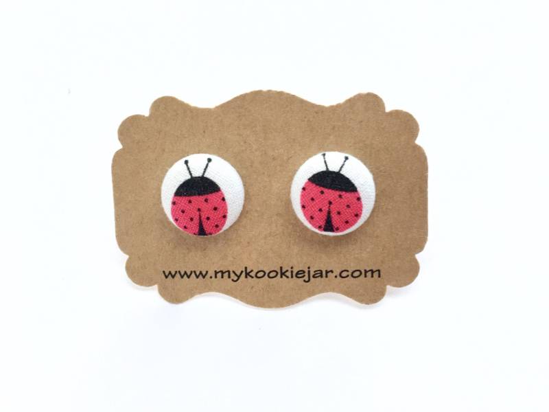 Marienkäfer Ohrringe, Ohrstecker, Schmuck, Kleine Tierchen Stoff Nickelfreie Mädchen Ohrstecker Und Clip-Ons von MyKookieJar