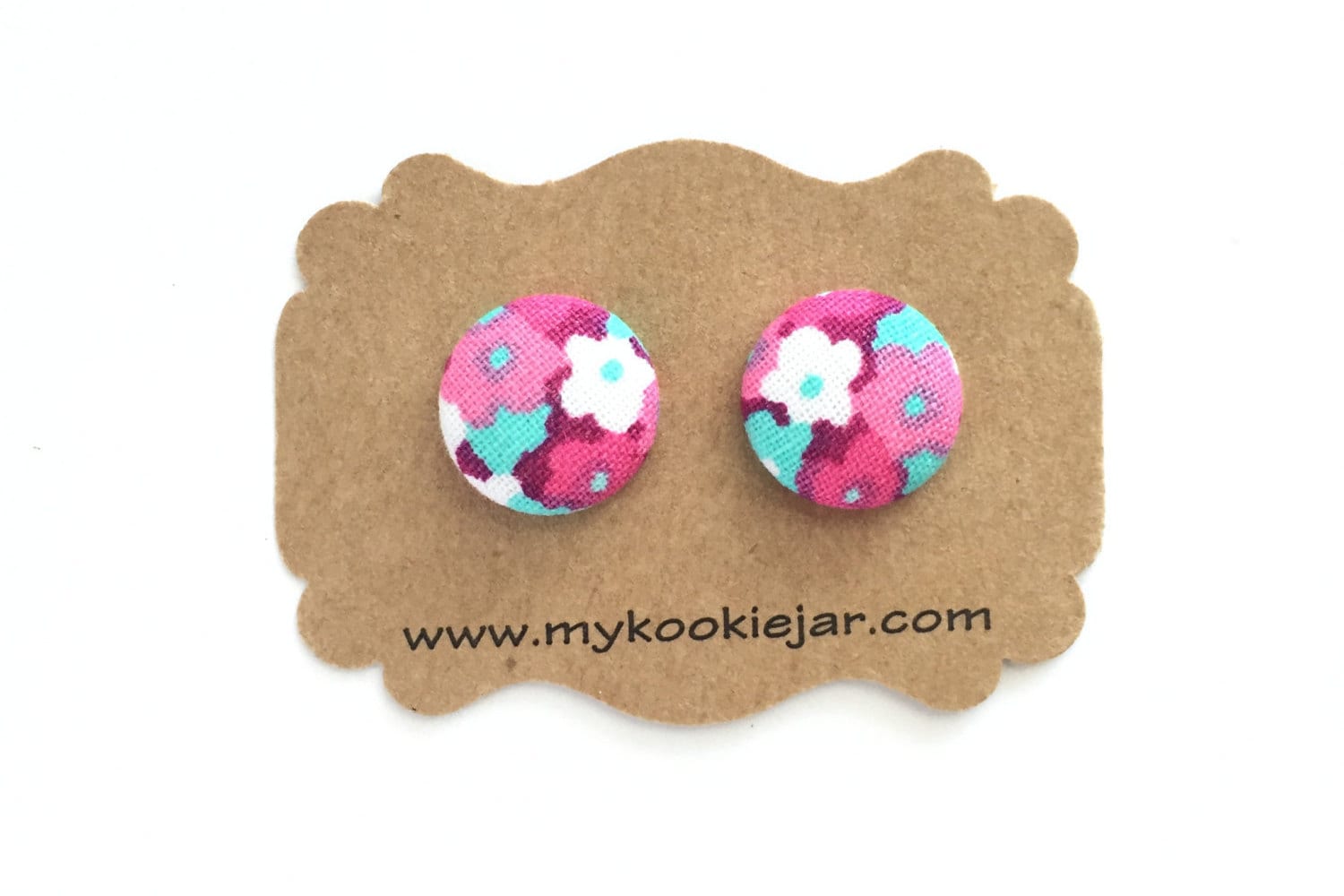 Rosa, Weiß, Türkis Blumen Ohrstecker, Frühling Knopf Ohrringe, Leichte Helle Hübsche Blumenmädchen Ohrringe von MyKookieJar