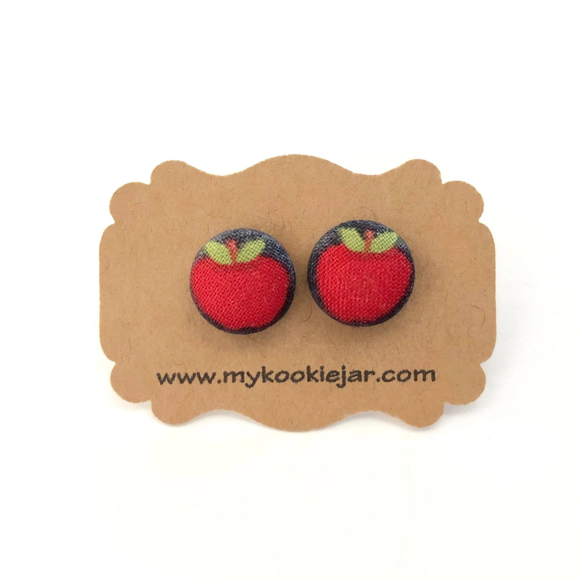 Roter Apfel Ohrstecker, Mädchen Obst Schulstoff, Geschenk Für Lehrer Wertschätzung, Titan Nickelfreie Ohrstecker Oder Clip-Ons von MyKookieJar