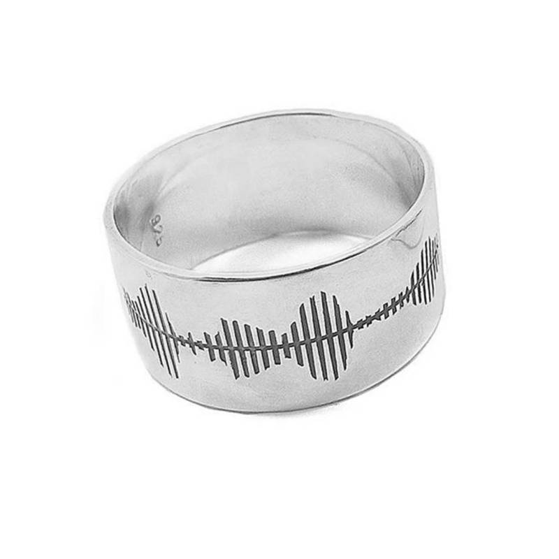 Ring Aus 925Er Silber Mit Auf Einer Karte Gedruckter + Gravierter Klangwelle Qrcode von MyKosmima