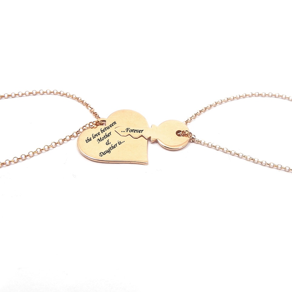 Rose Gold Vergoldet Sterling Silber Set Von Herz Und Schlüssel Armbänder, Mutter Tochter Armbänder Set, Zu Meinem Herzen von MyKosmima