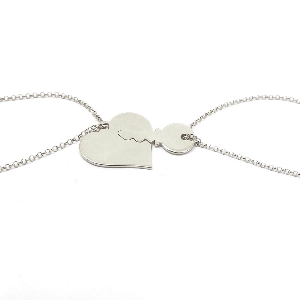sterling Silber Set Von Herz Und Schlüssel Armbänder, Beste Freunde Armbänder Set, Schwestern Mutter Tochter von MyKosmima