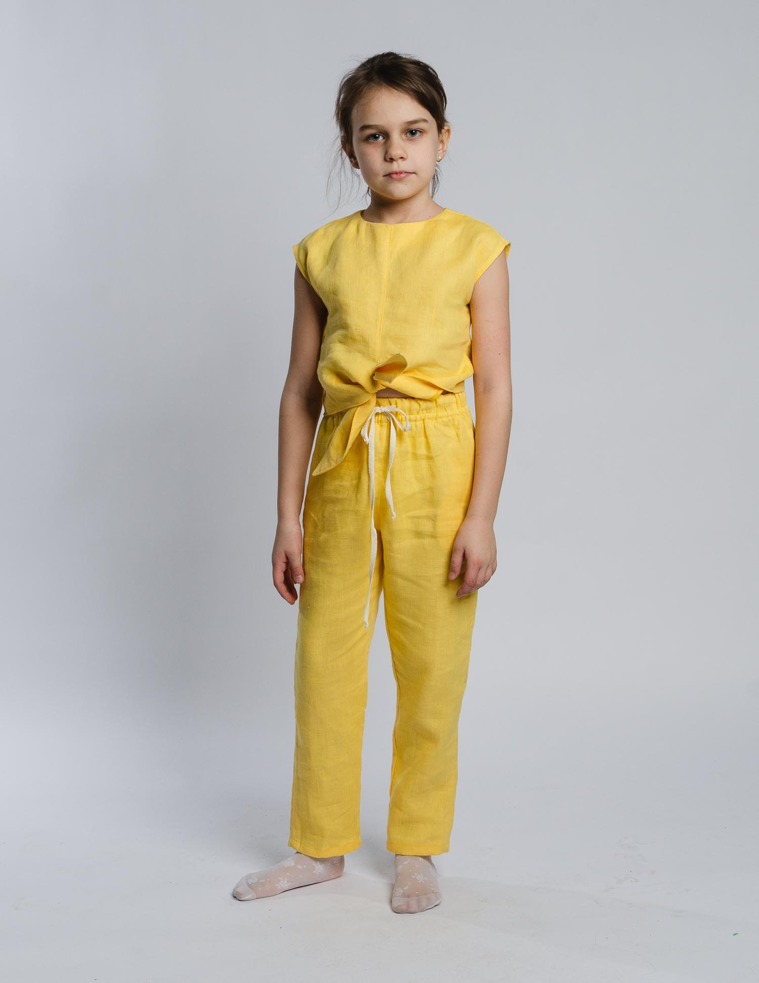 Gelbes Ärmelloses Leinen Top Für Mädchen, Sommer Shirt, Mädchen Lässiges Kleidung, Baby Bluse von MyLinenStyle