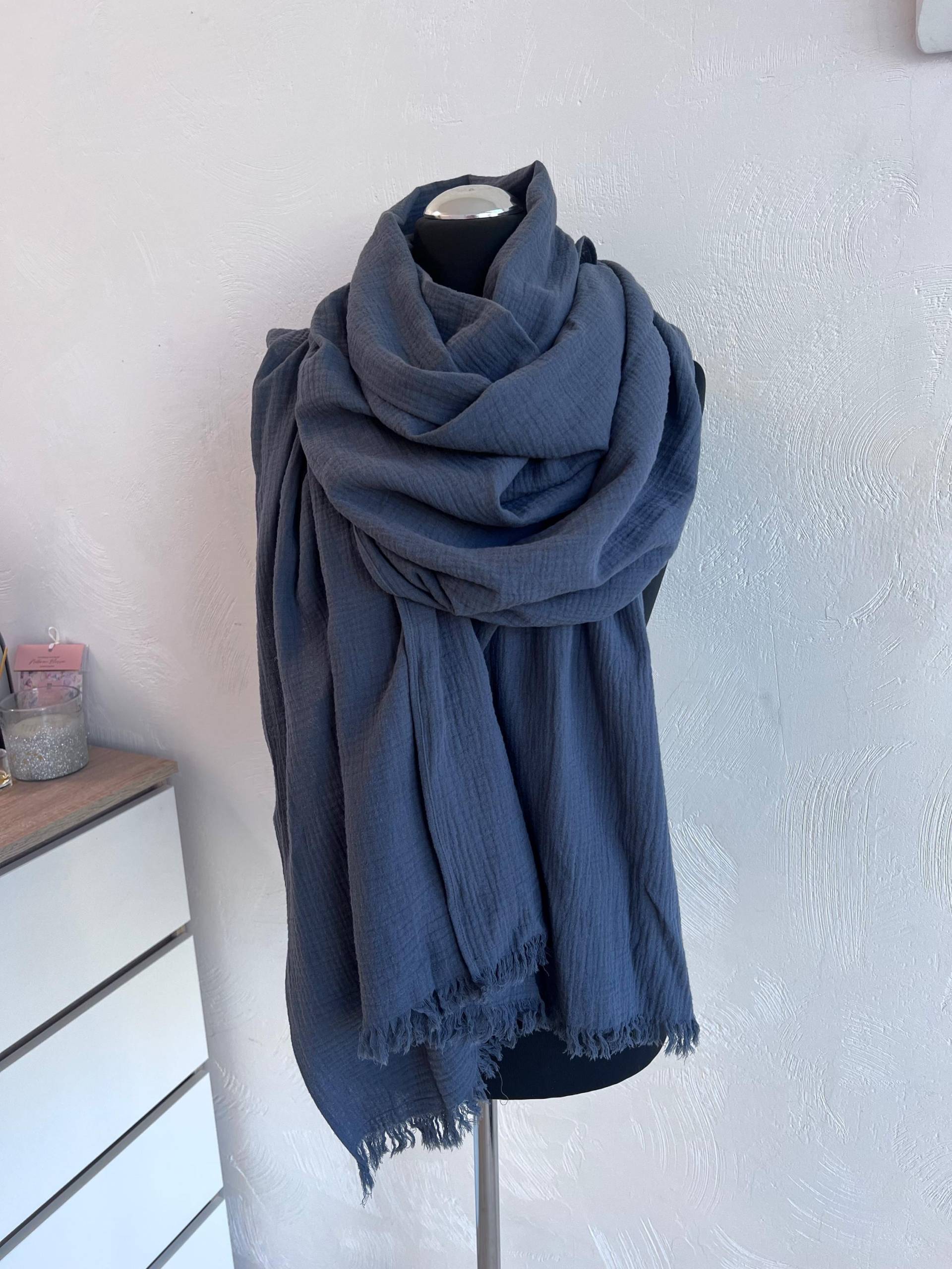 Graphit Schal, Weihnachtsgeschenk, Frauen Herbst Unisex Weicher Baumwoll Schal Für Männer, Oversized Großes Tuch von MyLinenStyle