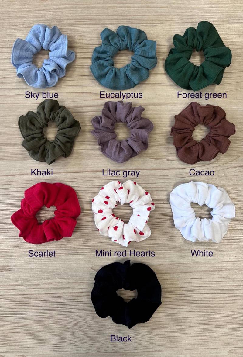 Musselin Scrunchie Aus Baumwolle Weiches, Umweltfreundliches Haargummi von MyLinenStyle