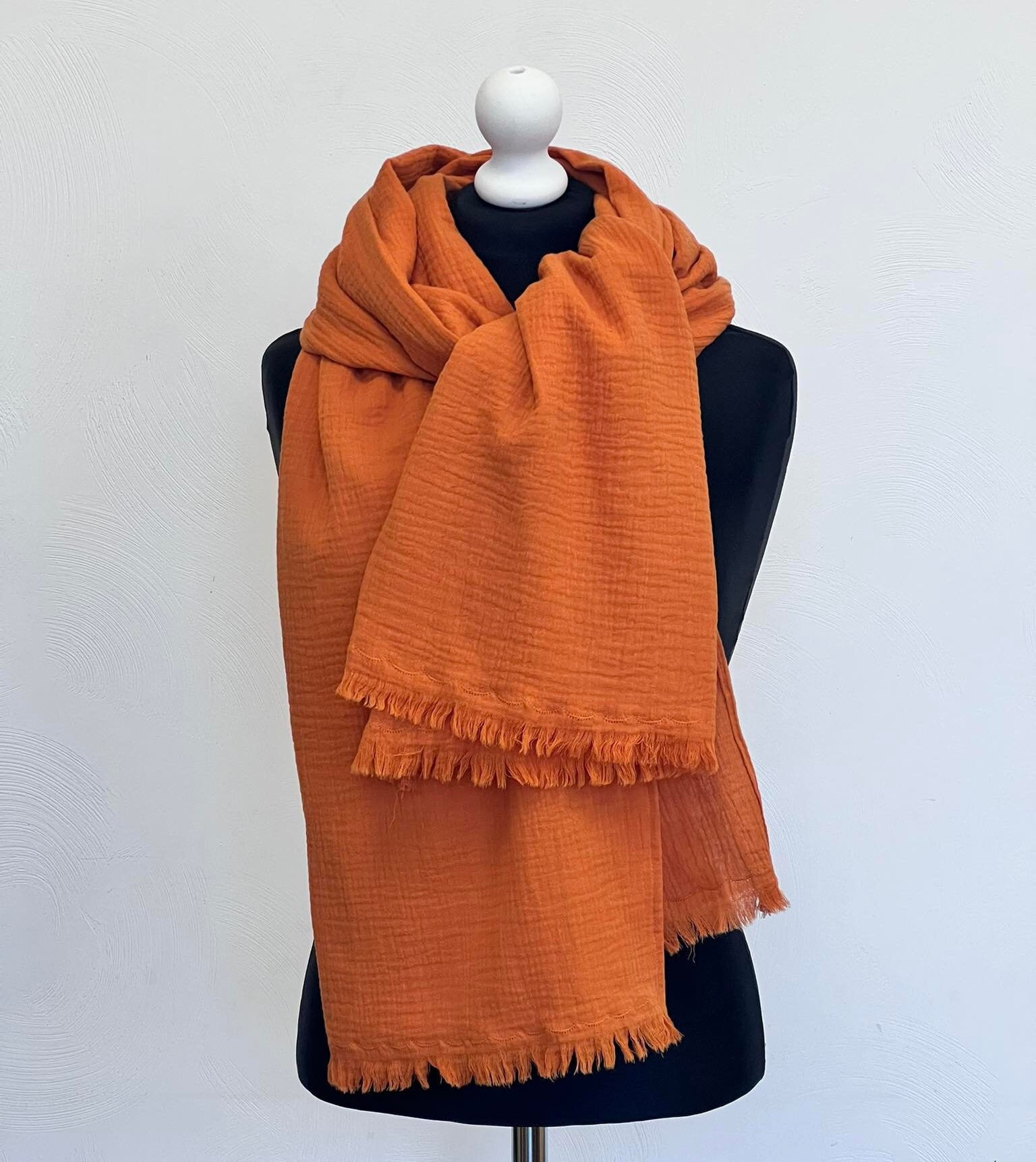 Persimmon Musselin Baumwollschal Weiche Bio-Baumwolle, Handgemacht von MyLinenStyle