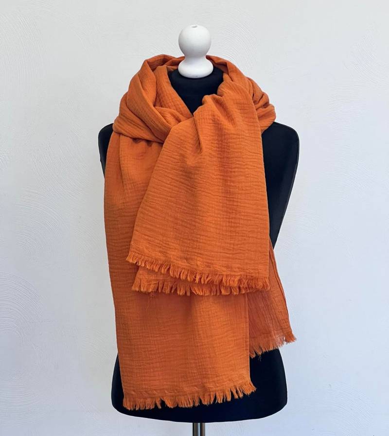 Persimmon Musselin Baumwollschal Weiche Bio-Baumwolle, Handgemacht von MyLinenStyle