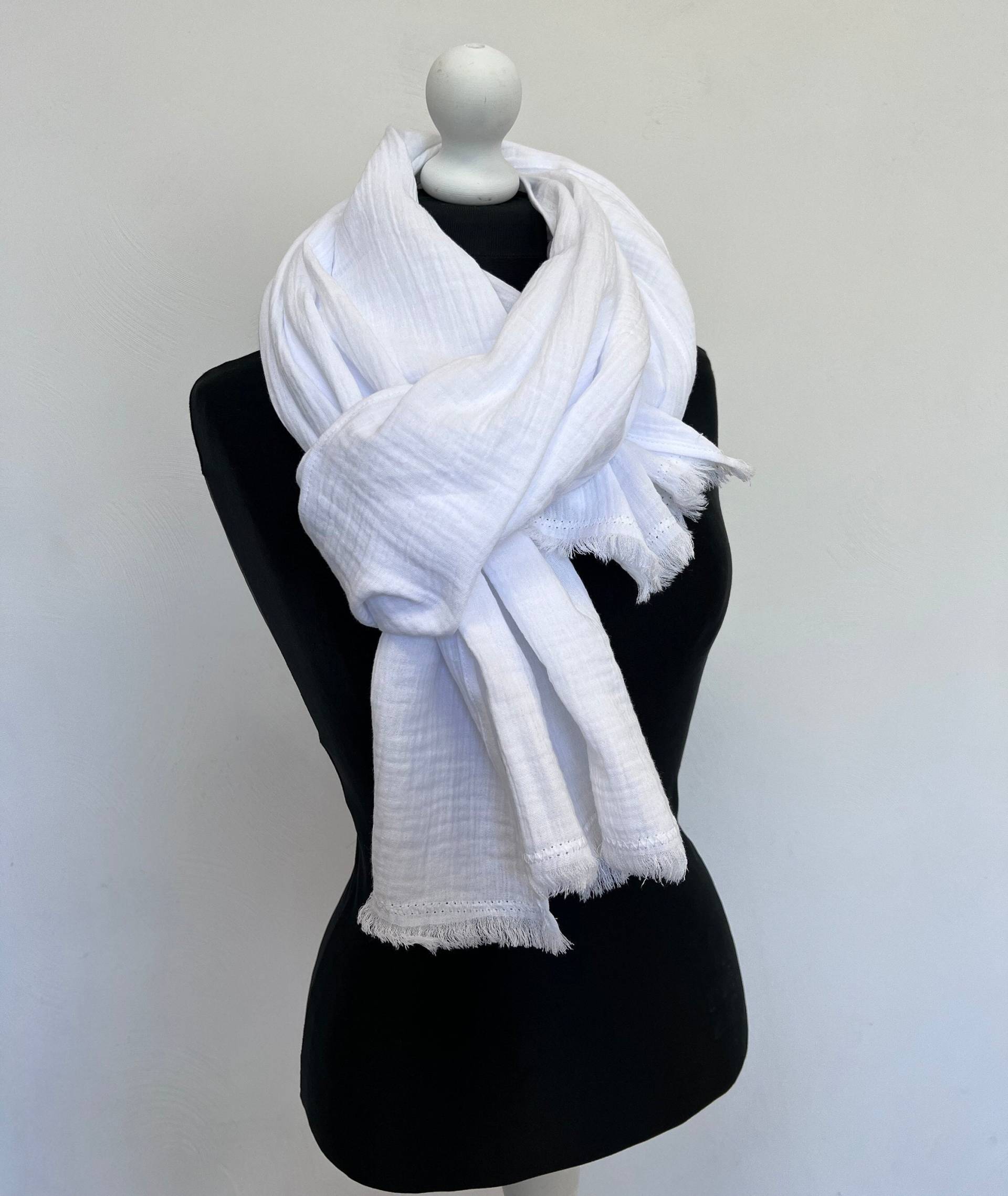 Weißer Baumwoll Musselin Schal Weicher, Leichter Schal von MyLinenStyle