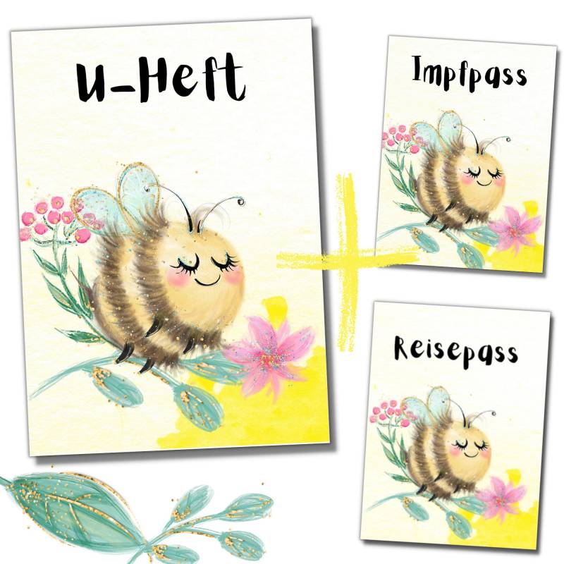 My-Little Hülle U-Heft 3Er Set Honig Biene' | Personalisierbar Fächer Für Impfpass + Versichertenkarte Reisepasshülle von MyLittleDE