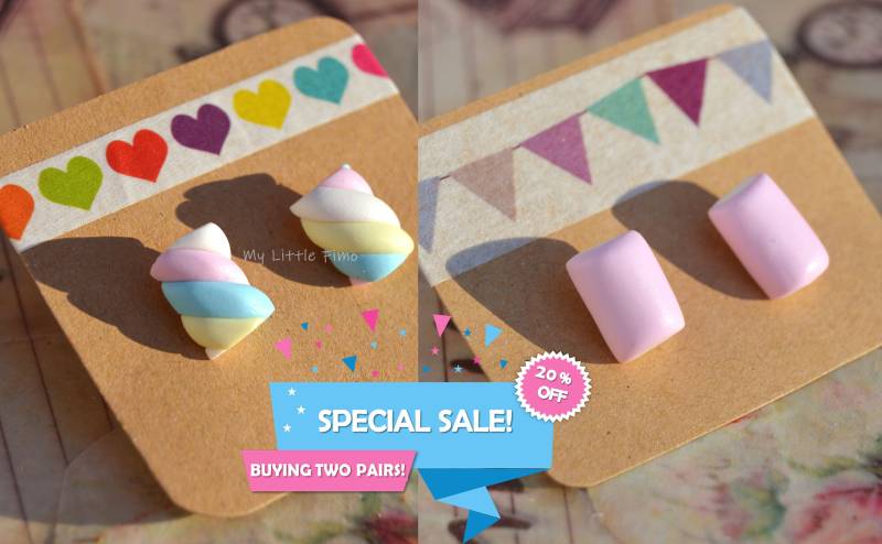 Gummiwolken-Ohrringe - Bonbon-Ohrringe Marshmallow Süße Ohrringe Gummiwolke Zuckerwolke Miniatur Gummiwolken-Ohrringe - Bonbon-Ohrringe Marshmallow Süße Ohrringe Gummiwolke Zuckerwolke Miniatur von MyLittleFimoES