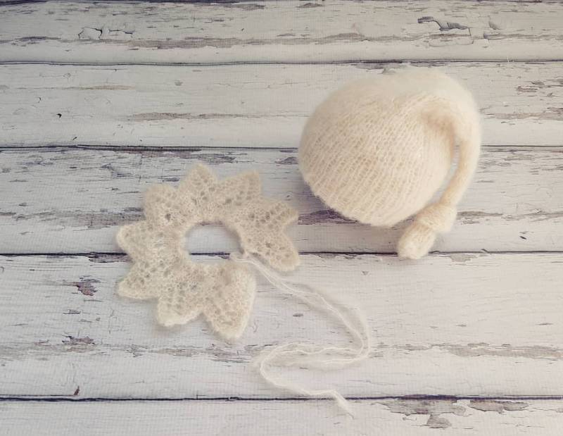 Neugeborenen Baby Mädchen Oder Junge Alpaka Elfe Mütze Und Spitzen Kragen Set/Einzigartige Luxus Fotografie Prop von MyLittleKnits