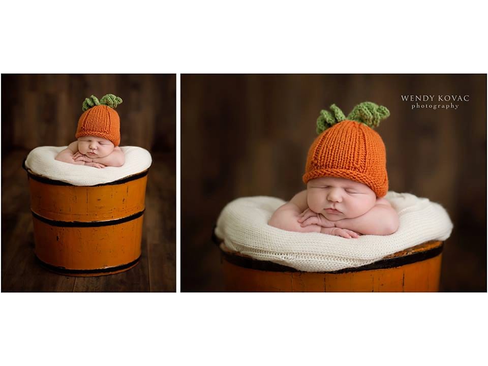 Neugeborenes Baby Gestrickte Kürbis Hut Perfekt Für Fotografie Requisiten von MyLittleKnits