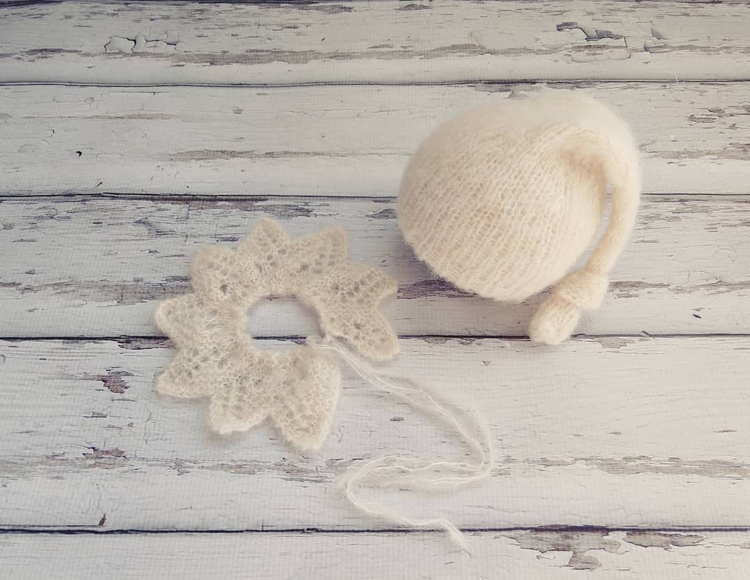 Sitter Größe Baby Mädchen Oder Junge Gebürstet Alpaka Elfen Hut Und Spitzenkragen Set/Einzigartige Luxus Fotografie Requisite von MyLittleKnits