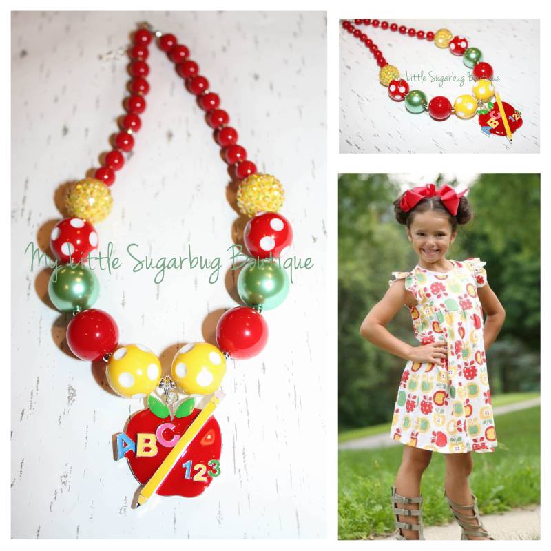 Apfel Von Meinem Auge Chunky Halskette-M2M Perlen Und Piggytails-Apfel Halskette-Bubblegum Halskette-Baby-Kleinkind-Mädchen-Frauen von MyLittleSugarbugBtq