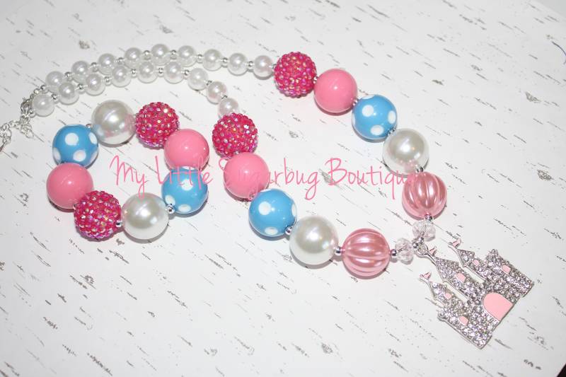 Glücklich Immer Danach Chunky Halskette-M2M Eleanor Rose-Castle Halskette-Prinzessin Halskette-Bubblegum Halskette-Baby-Kleinkind-Mädchen von MyLittleSugarbugBtq