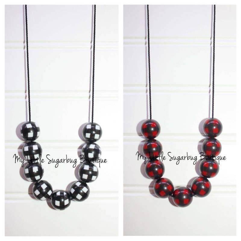 Karierte Kordel Halskette-Wählen Sie Buffalo Plaid Oder Schwarz Und Weiß Karo-Rot Karo-M2M Arya Grace-M2M Flowermill Kleider-M2M Sew von MyLittleSugarbugBtq