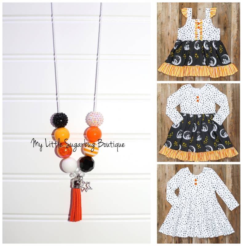 Mondschein Magie Quaste Halskette-Orange Gelb Schwarz Weiß Quaste-M2M Eleanor Rose-Baby-Kleinkind-Mädchen-Frauen von MyLittleSugarbugBtq