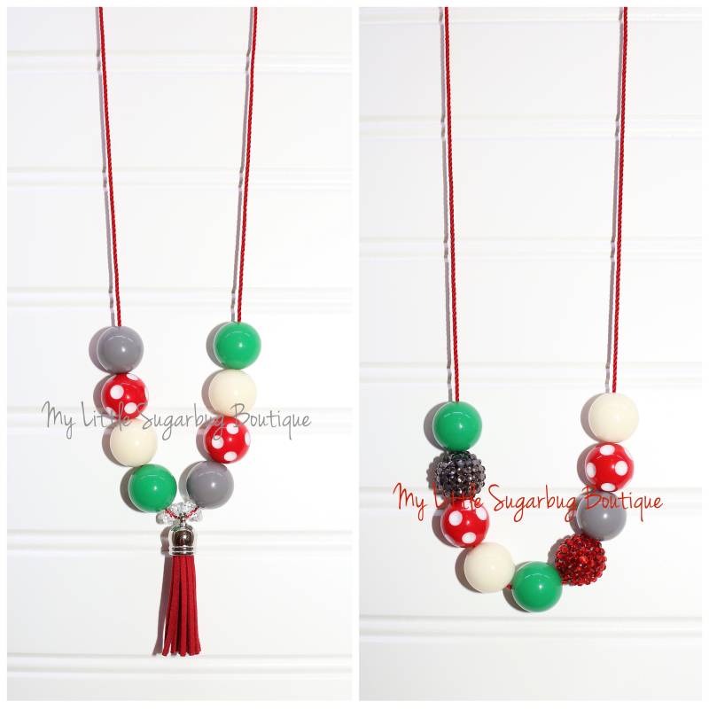 Rotkäppchen Kordel Oder Quaste Halskette-Rot Grau Off White Grün-M2M Eleanor Rose-Rot Mädchen-Baby-Kleinkind-Mädchen von MyLittleSugarbugBtq