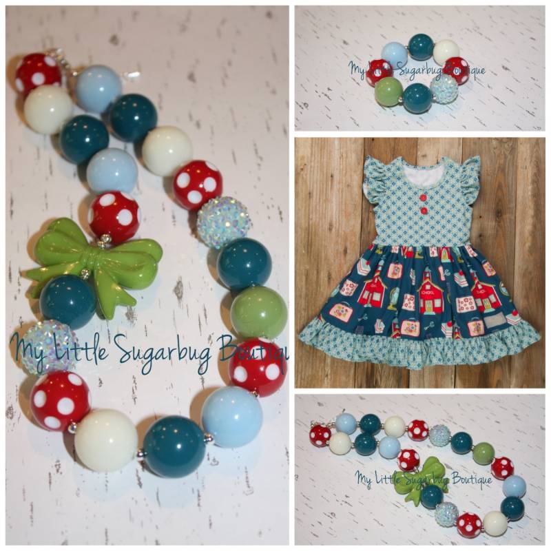 Schultage B-Chunky Halskette-M2M Eleanor Rose Schultage-Bubblegum Halskette-Baby-Kleinkind-Mädchen-Frauen von MyLittleSugarbugBtq