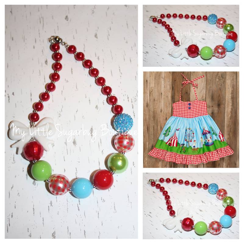 Sommer Picknick Chunky Halskette-M2M Eleanor Rose Fourth Of Jul Fair Halskette-Bubblegum Halskette-Baby-Kleinkind-Mädchen-Frauen-Frauen von MyLittleSugarbugBtq