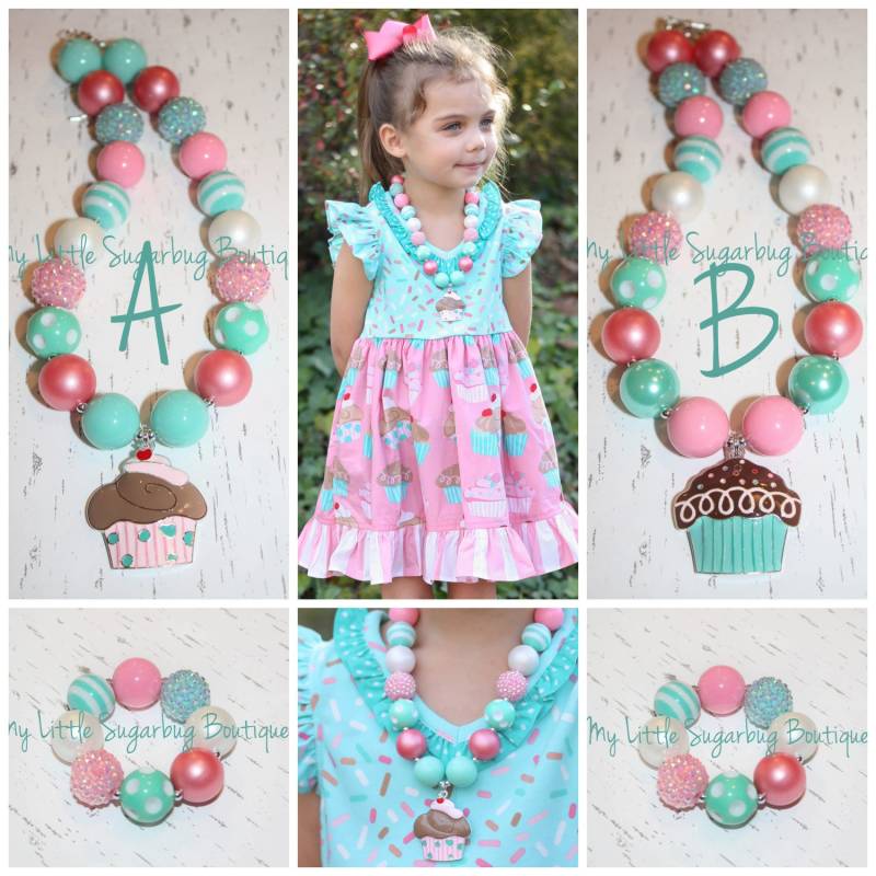 Süße Feiern Chunky Halskette-Cupcake Halskette-M2M Eleanor Rose-Kaugummi Halskette-Baby-Kleinkind-Mädchen-Frauen von MyLittleSugarbugBtq